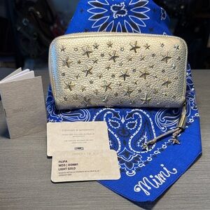 Jimmy Choo Light Gold Star-Embellished Wallet